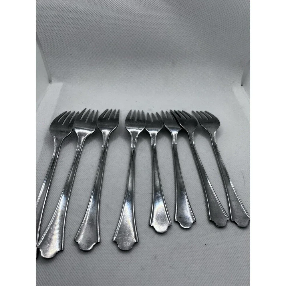 8 Stanley Roberts Rogers Lavalier Stainless dinner & Salad Forks Flatware
